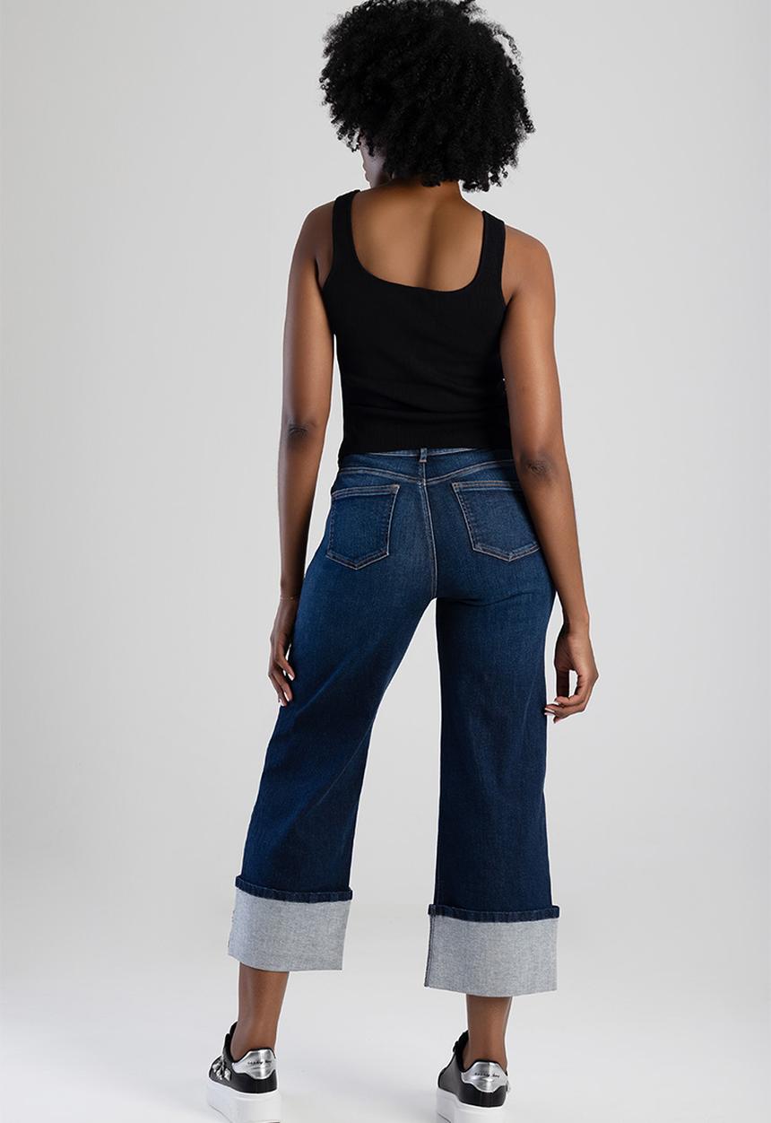 SISSY BOY - Skye: High Waist Wide Leg With Turn Up - Dark Vintage