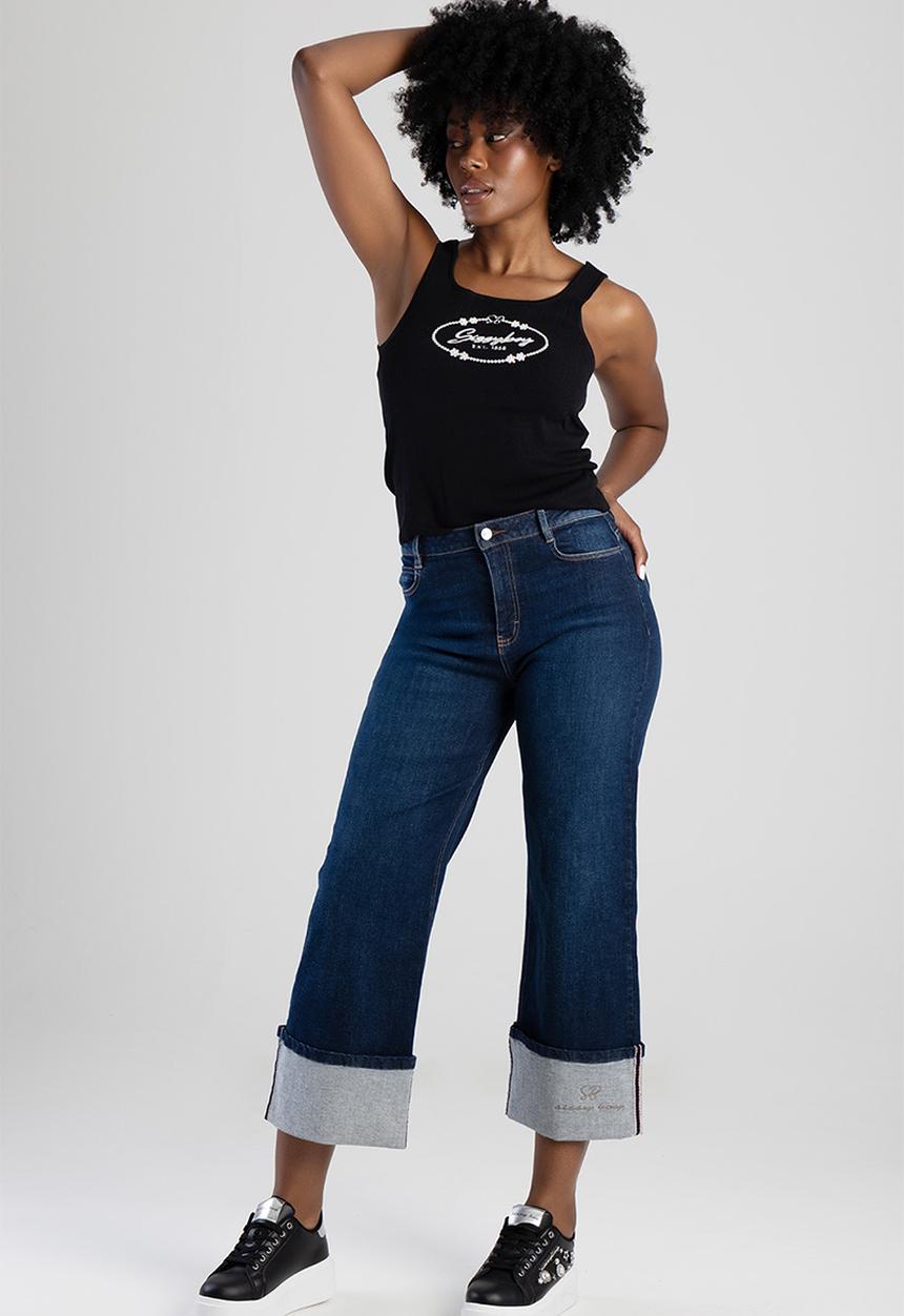 SISSY BOY - Skye: High Waist Wide Leg With Turn Up - Dark Vintage
