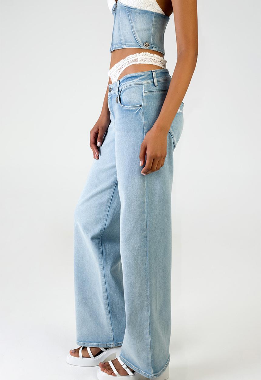 SISSY BOY - Nicole: Low Waist Wide Leg - Light Vintage