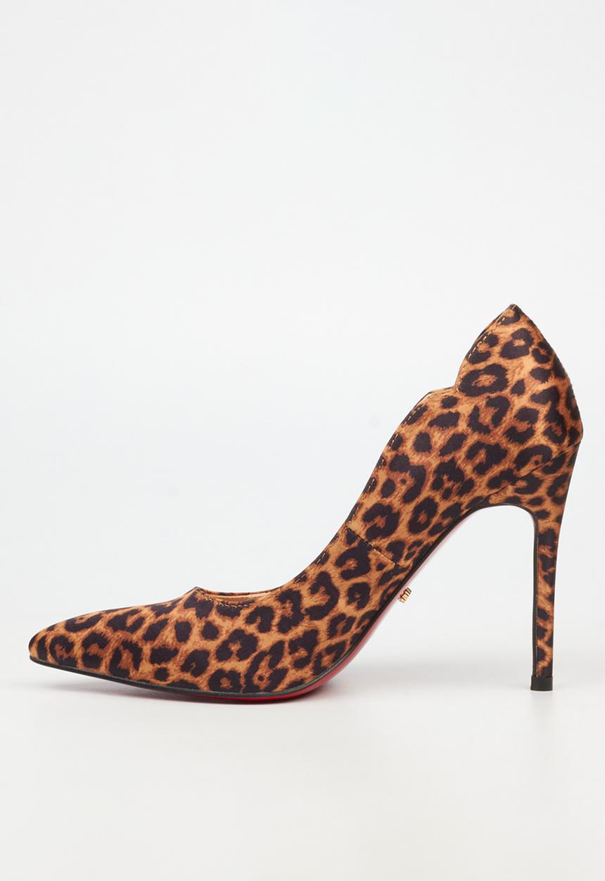Miss Black - Lola 58 classic scallop heel - leopard