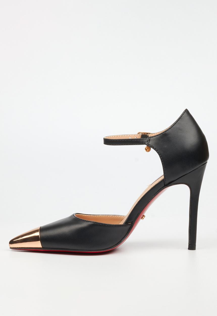 Miss Black - Lola 63 gold toe heel - black