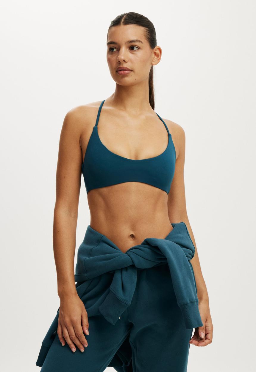 Cotton On - Ultra Soft Minimal Strappy Crop - Tidal Teal