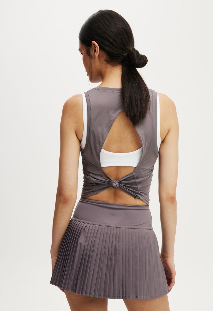Cotton On - Active Open Back Muscle Tank - Violet Grey