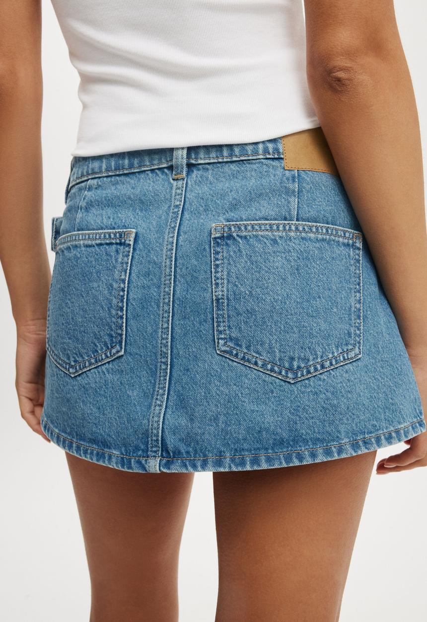Cotton On - Pleated micro wrap skirt - pisces blue