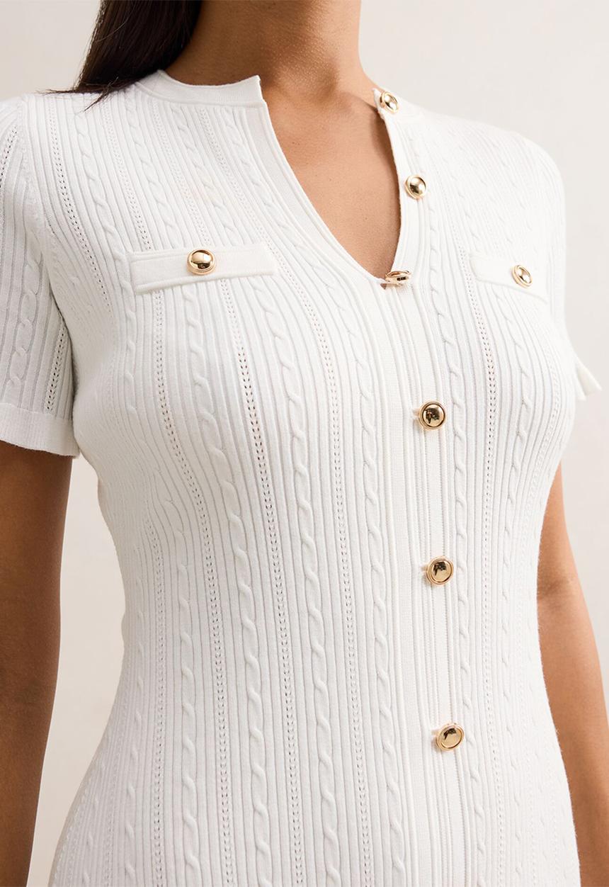 Forever New - Violetta stitch interest mini dress in cream