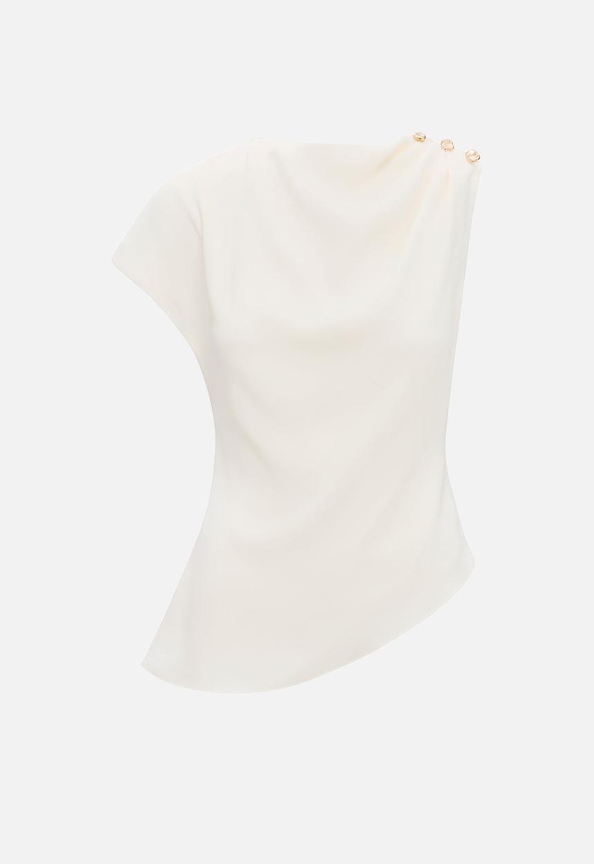 Forever New - Aubery asymmetric draped top in classic ivory 