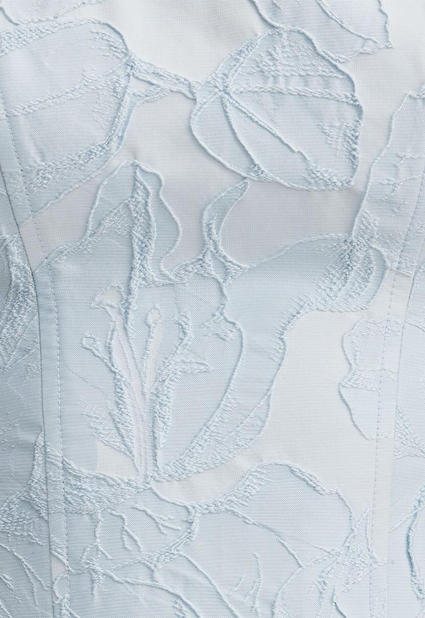 Forever New - Lily scoop jacquard midi dress in soft blue - blue
