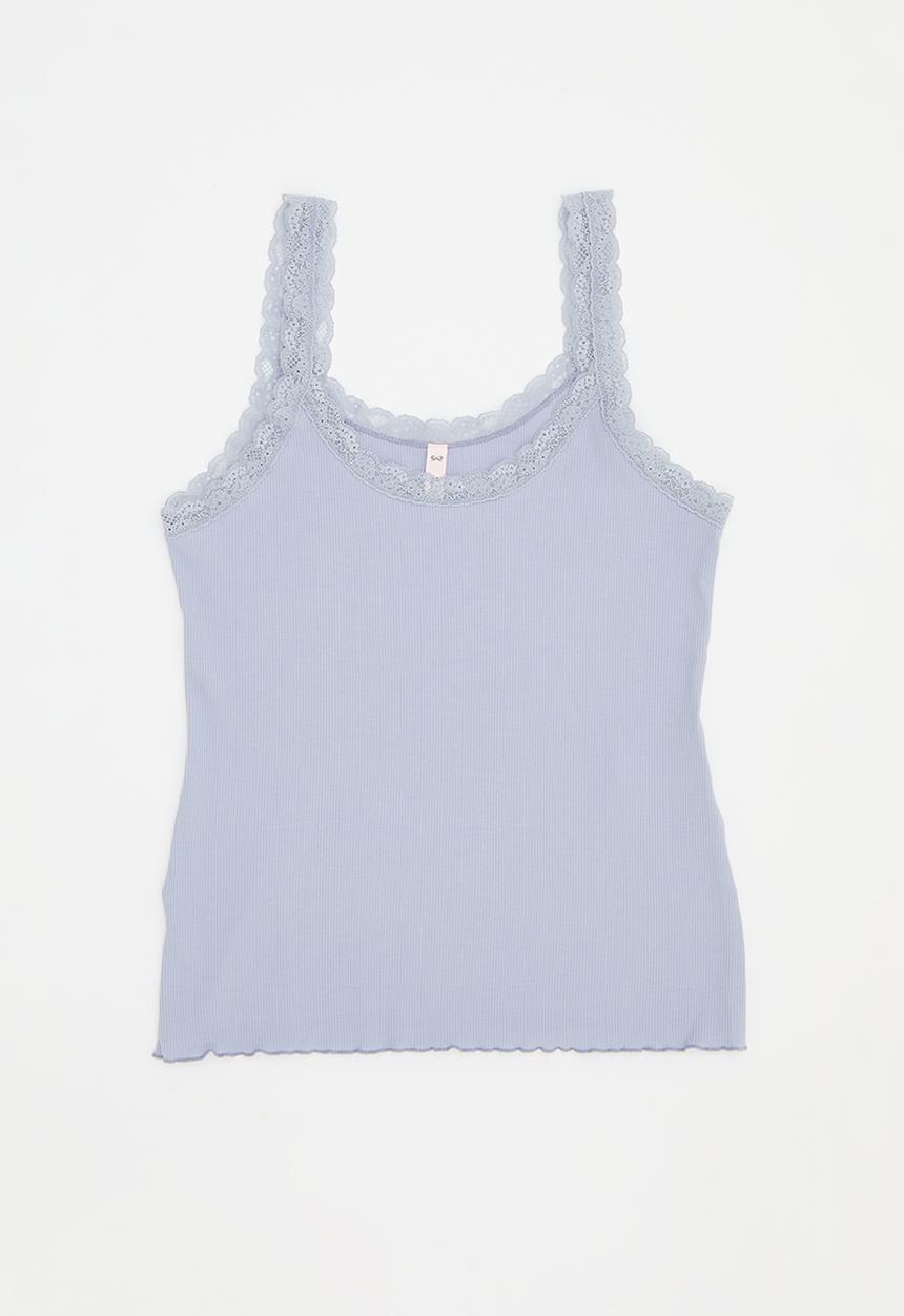 Hunkemoller - Singlet rib jersey lace - purple