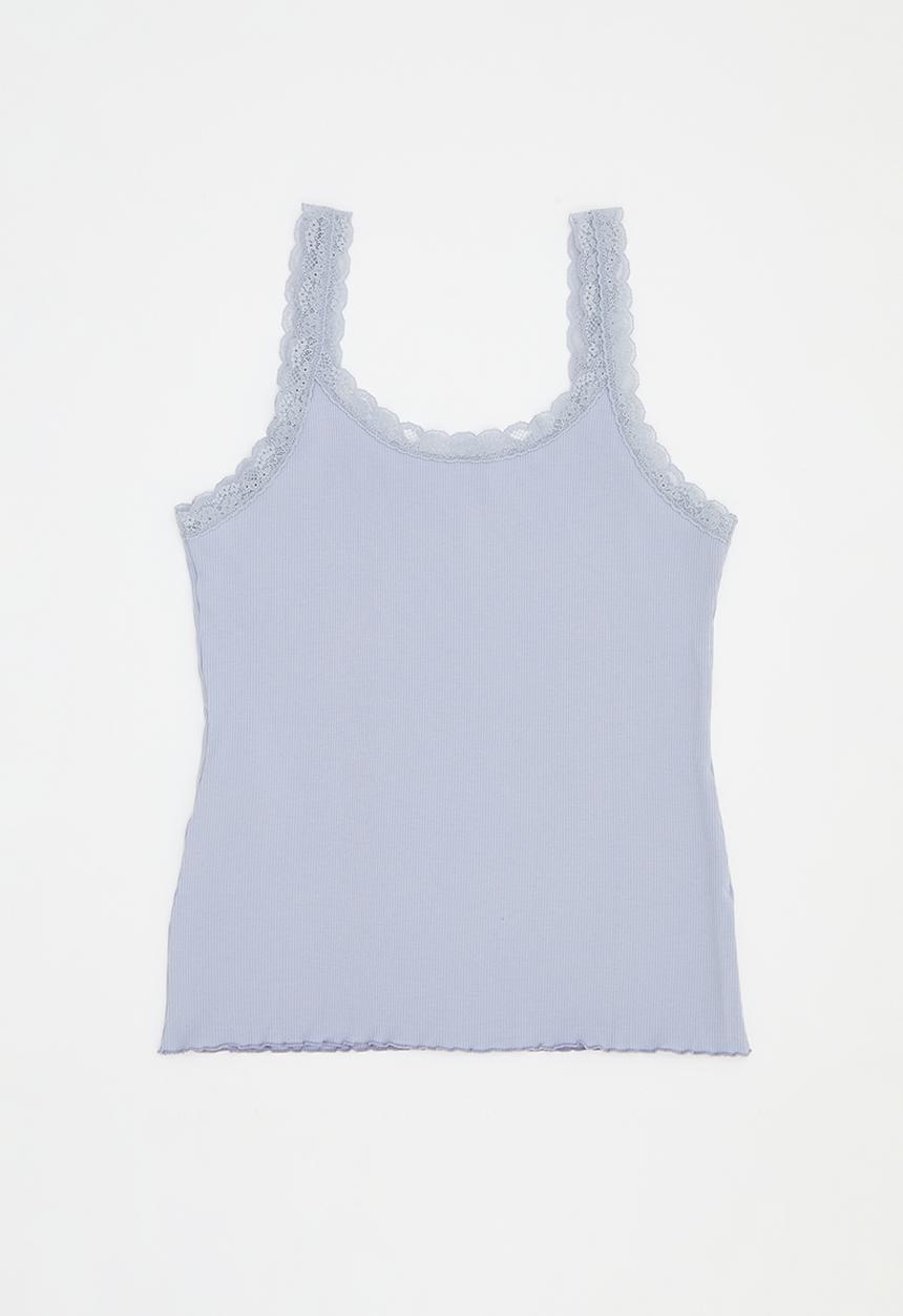 Hunkemoller - Singlet rib jersey lace - purple