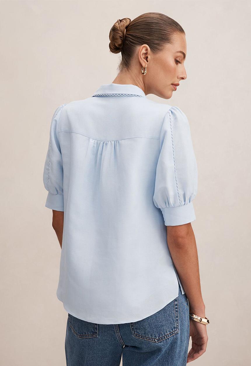 Forever New - Finley trim detail blouse in icicle 