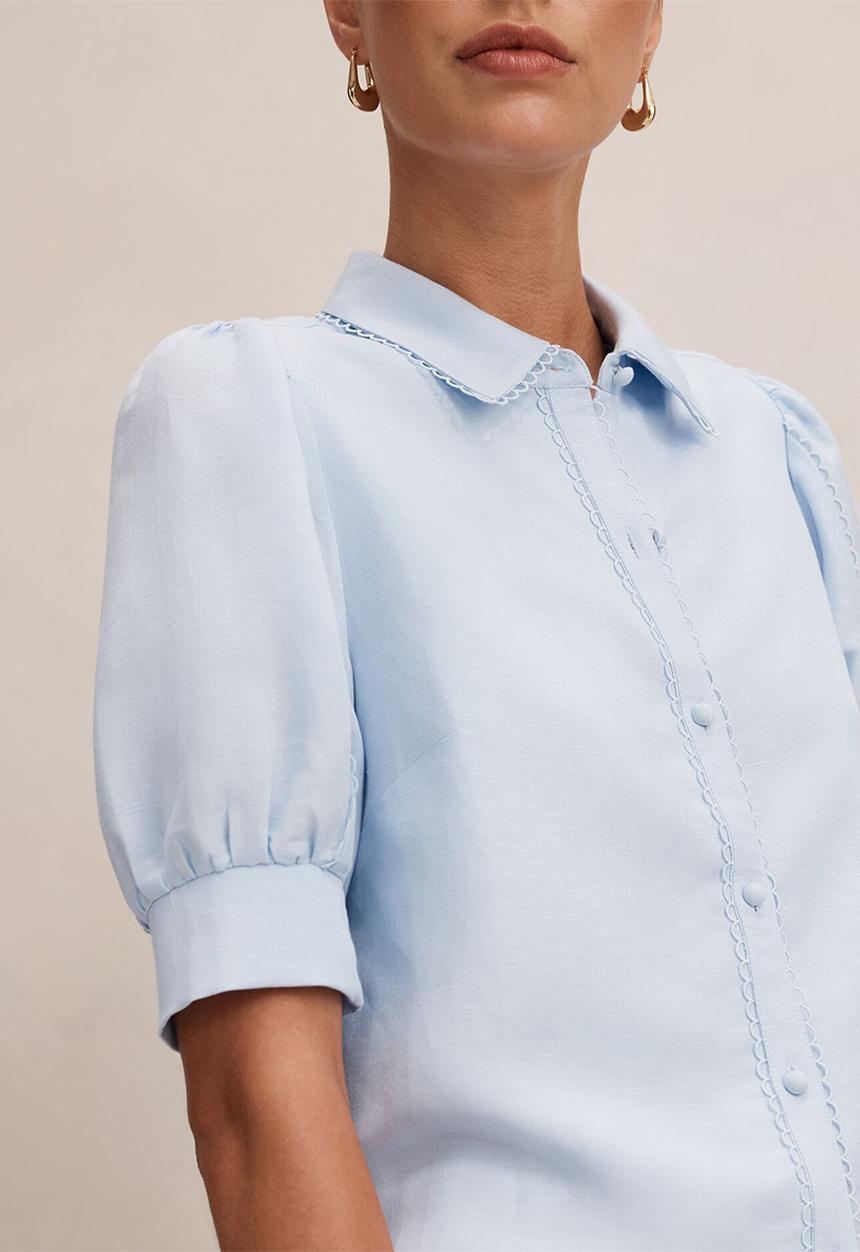 Forever New - Finley trim detail blouse in icicle 