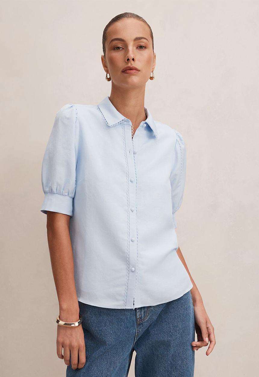 Forever New - Finley trim detail blouse in icicle 