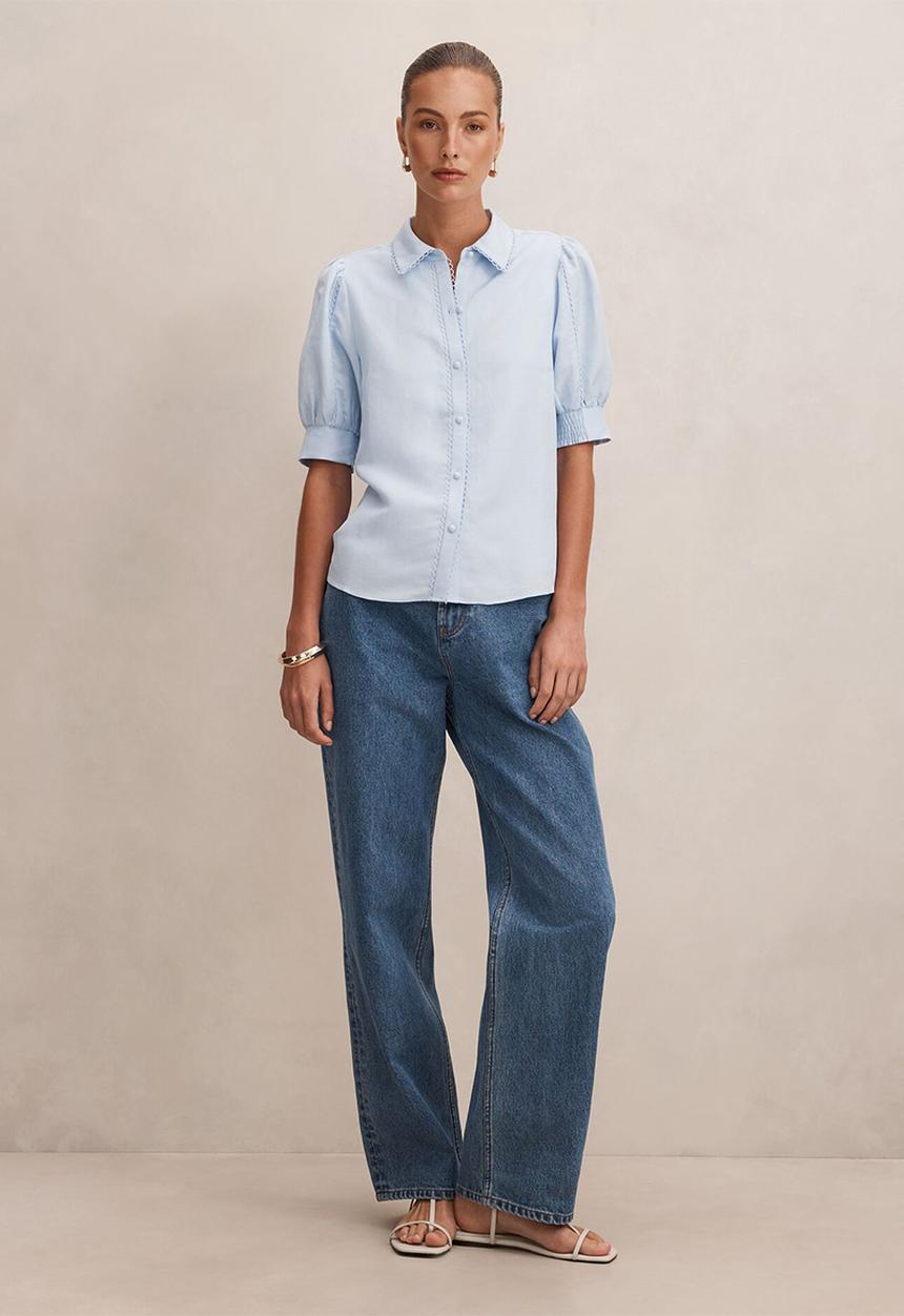 Forever New - Finley trim detail blouse in icicle 