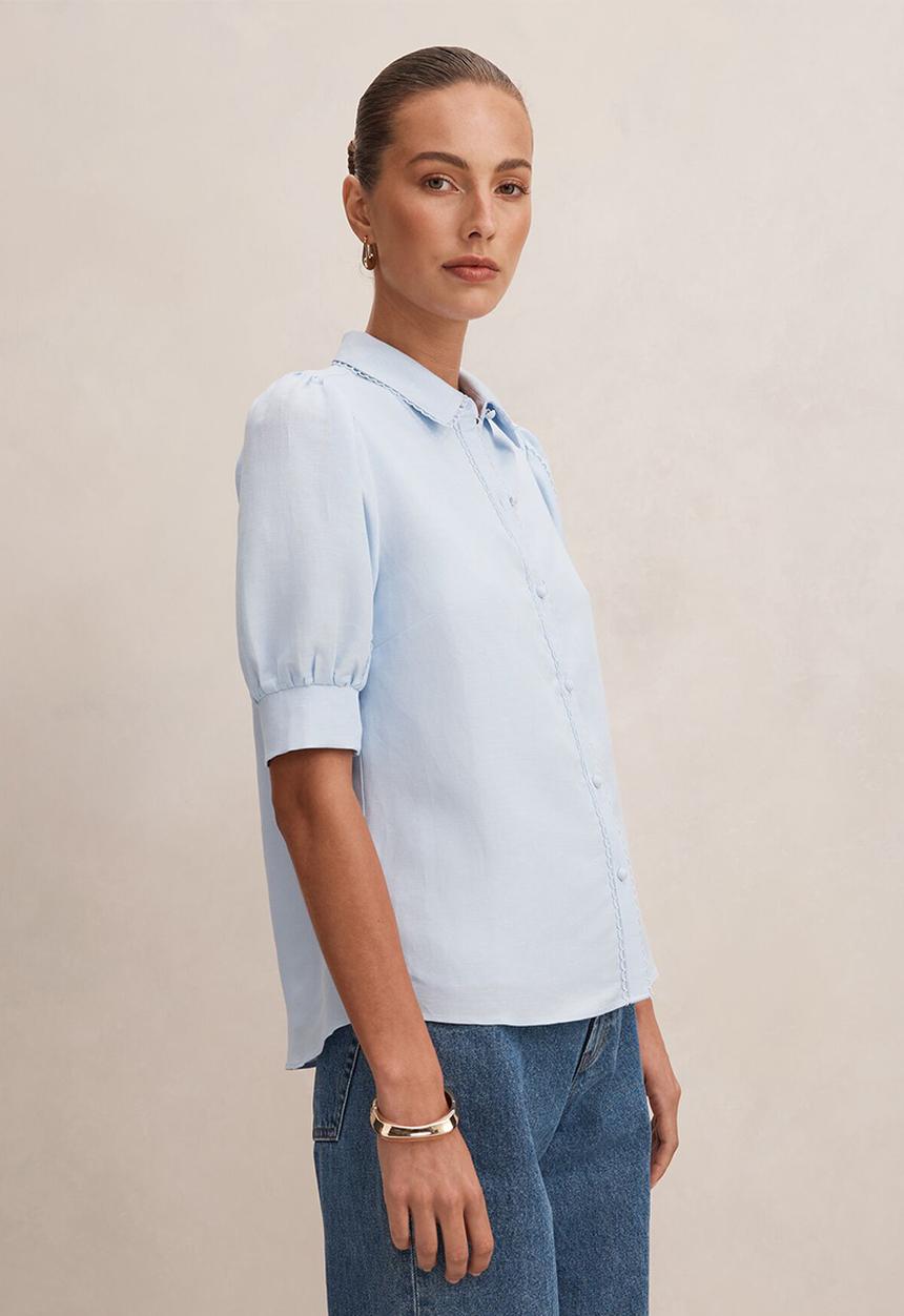Forever New - Finley trim detail blouse in icicle 