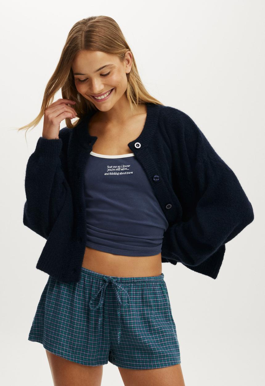 Cotton On - Cosy soft flannel short - miccy check steely blue