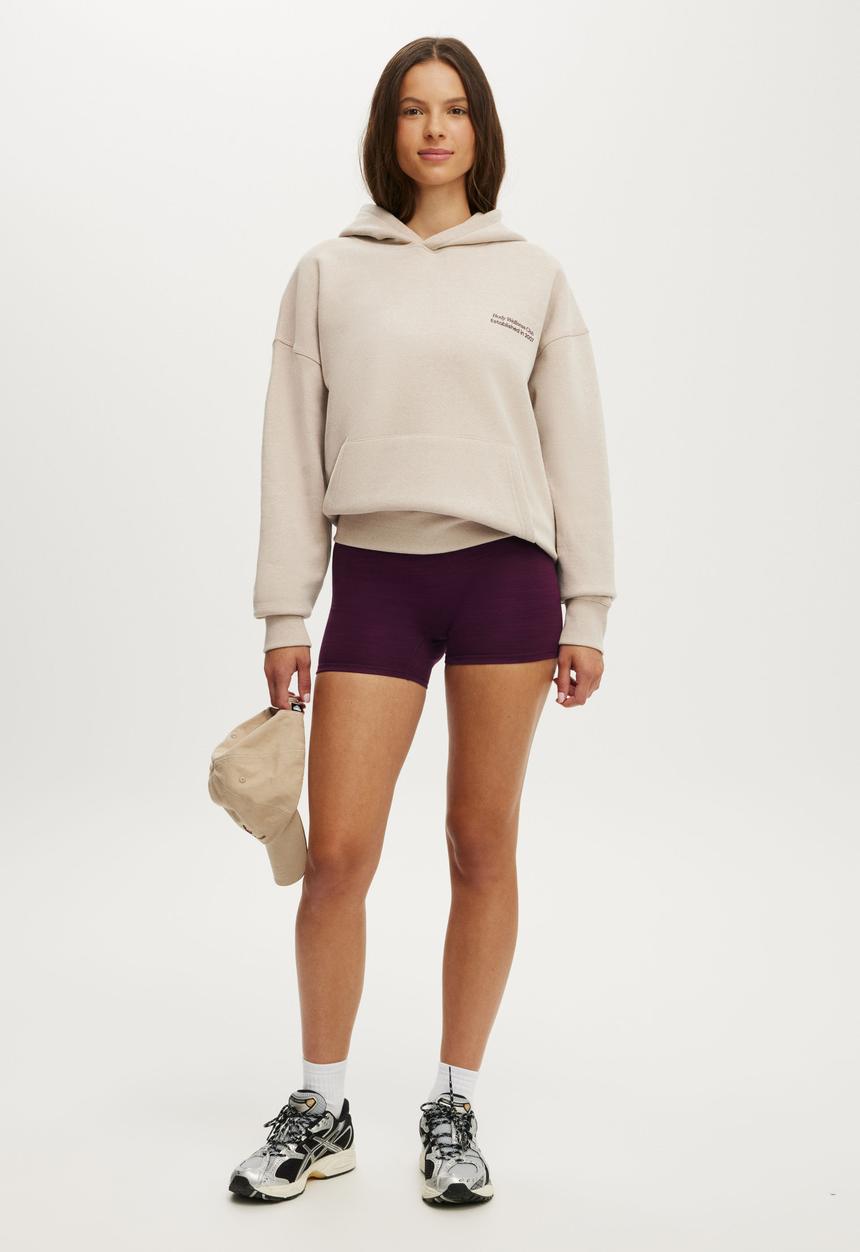 Cotton On - Plush Premium Graphic Hoodie - Sesame Marle/Bw Club