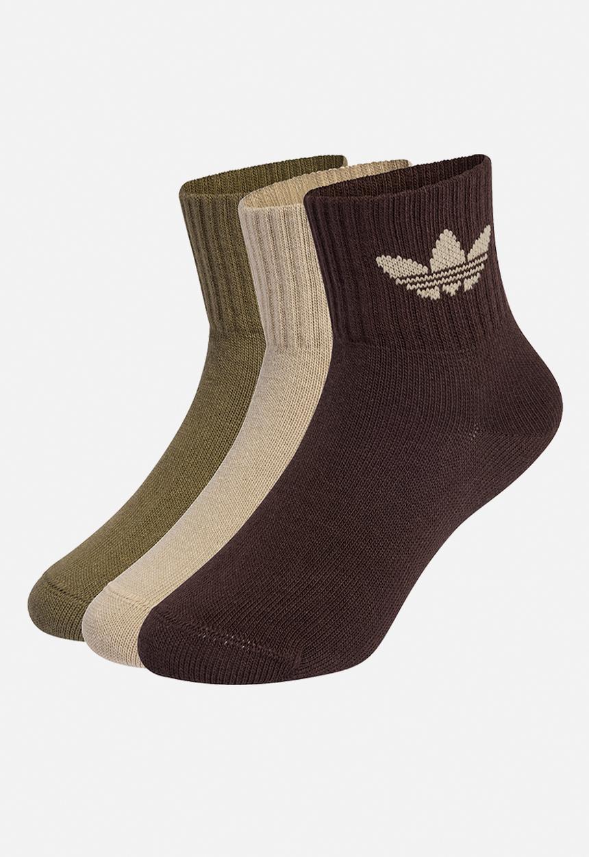 adidas Originals - Kids Ankle Sock - Stone Khaki/Olive Strata/Aurora Coffee