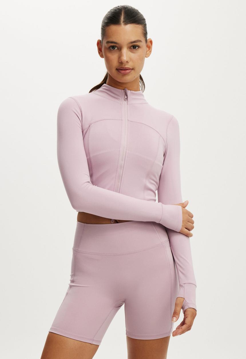 Cotton On - Ultra Soft Contour Long Sleeve Zip Through - Violet Dawn