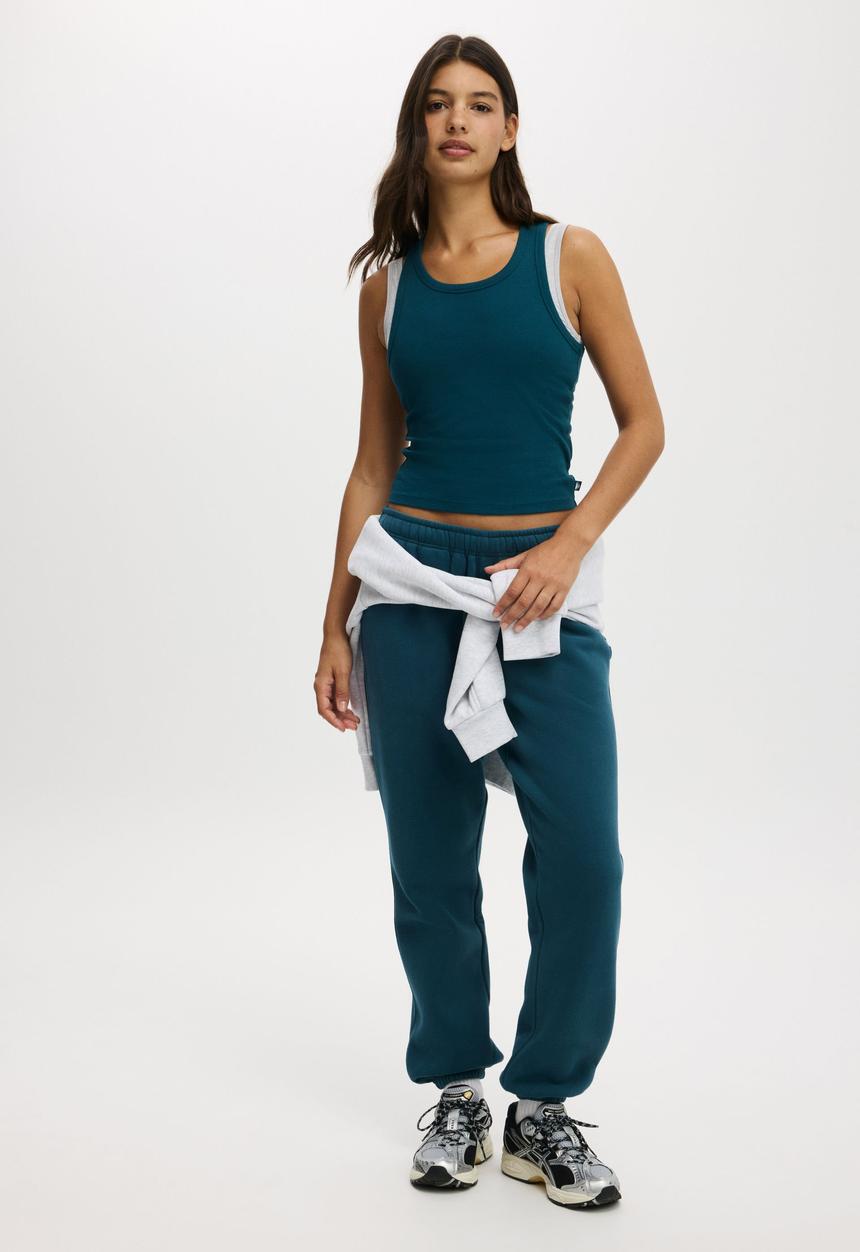 Cotton On - Active Core Rib Racer Tank - Tidal Teal