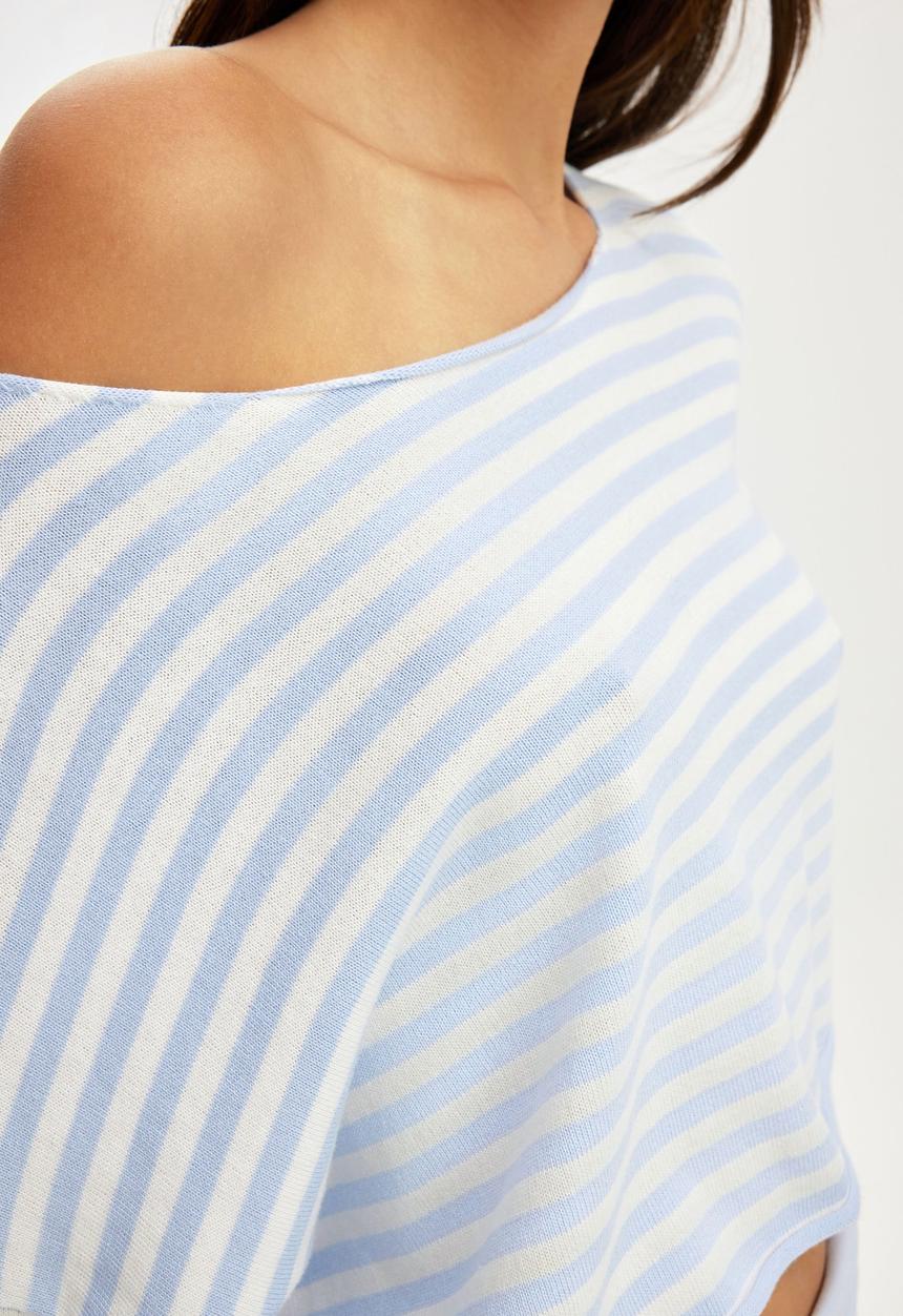 Cotton On - Off the shoulder cropped knit - violet blue/coconut milk gracie stripe
