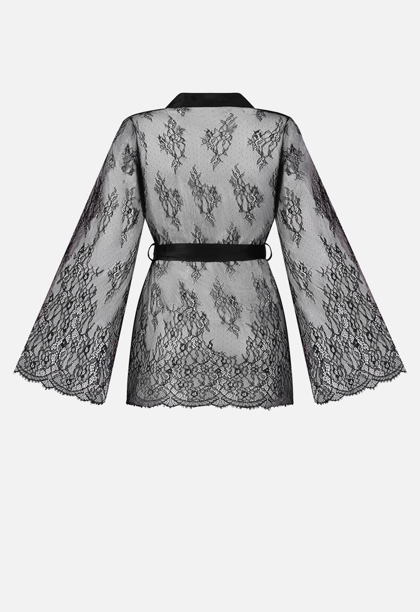 Hunkemoller - Kimono allover lace - caviar