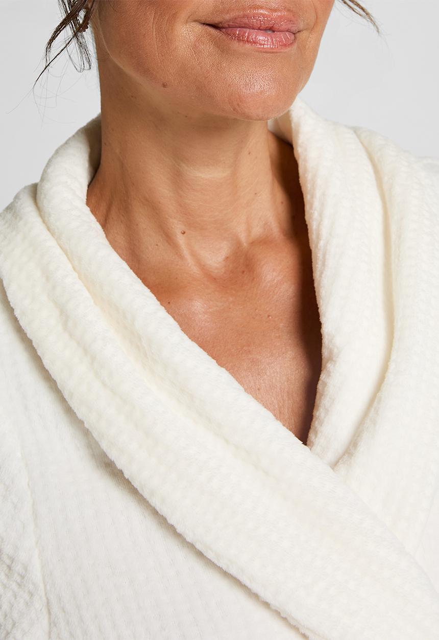 Hunkemoller - Robe short flannel fleece emb - white
