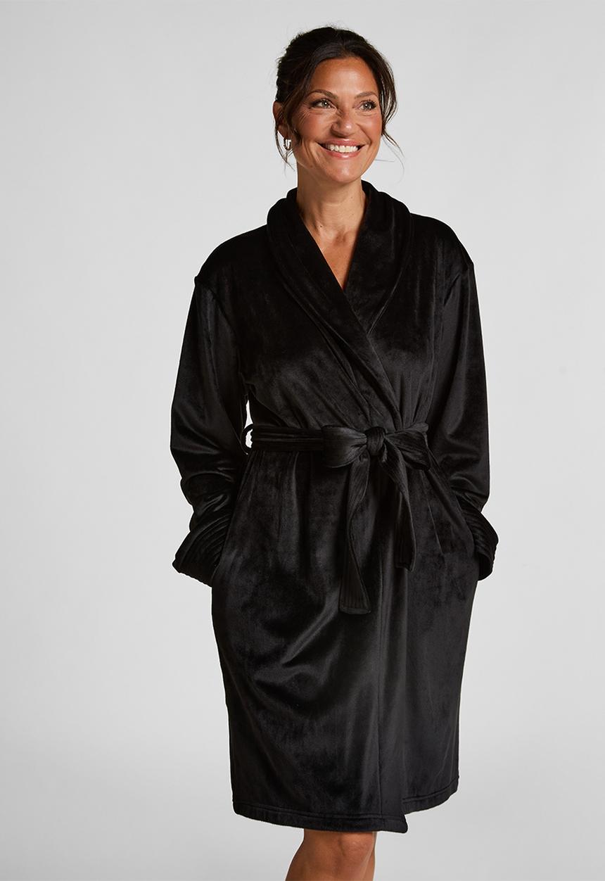 Hunkemoller - Robe short velours quilt - black