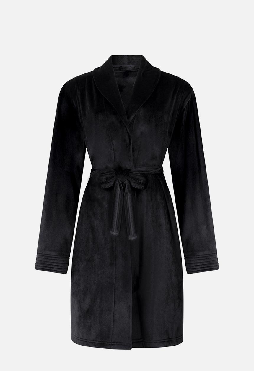Hunkemoller - Robe short velours quilt - black