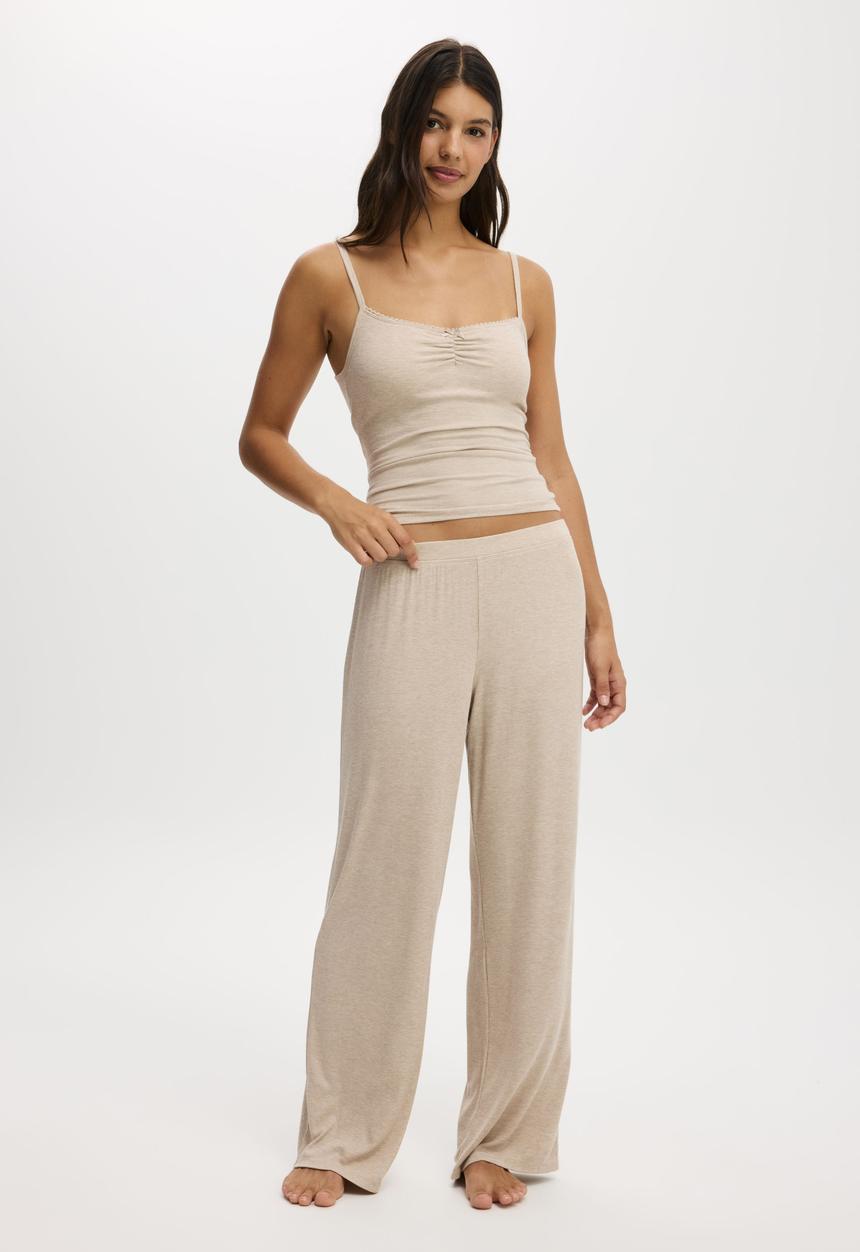 Cotton On - Sleep recovery wide leg pant - sesame marle