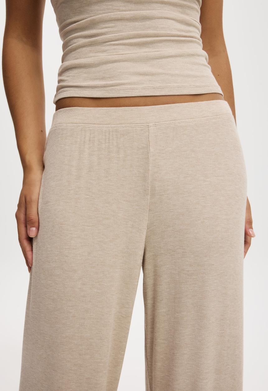 Cotton On - Sleep recovery wide leg pant - sesame marle