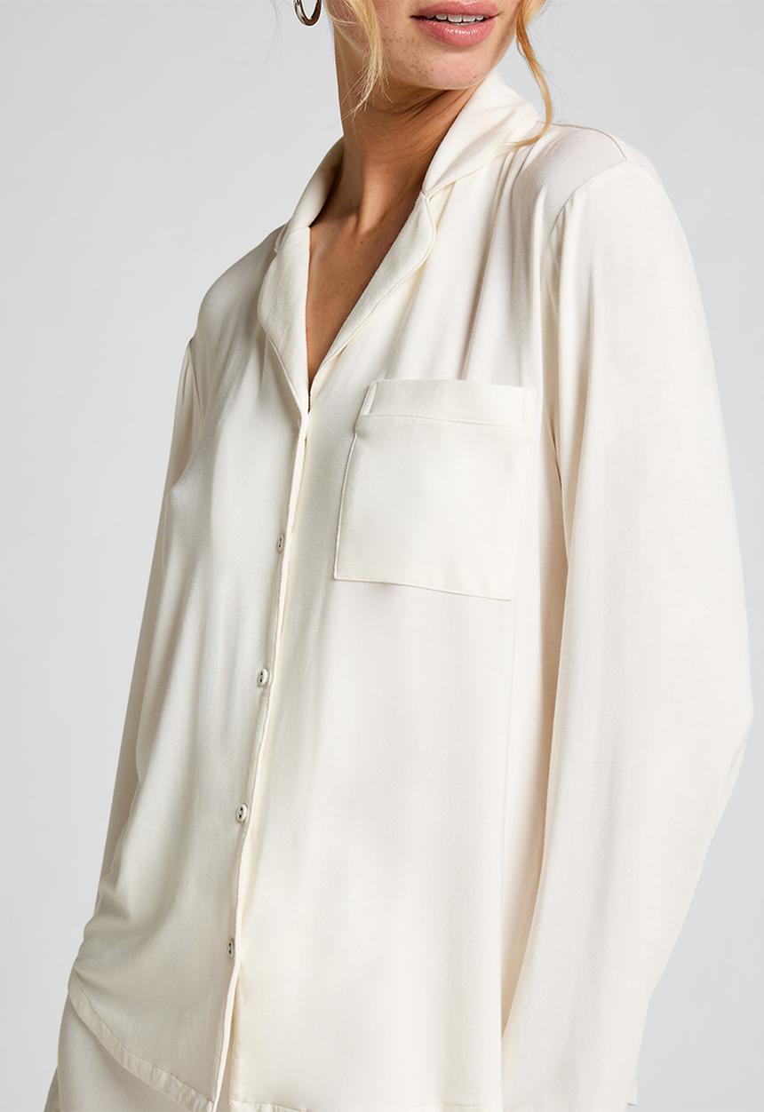 Hunkemoller - Jacket long sleeve jersey essential - whisper white