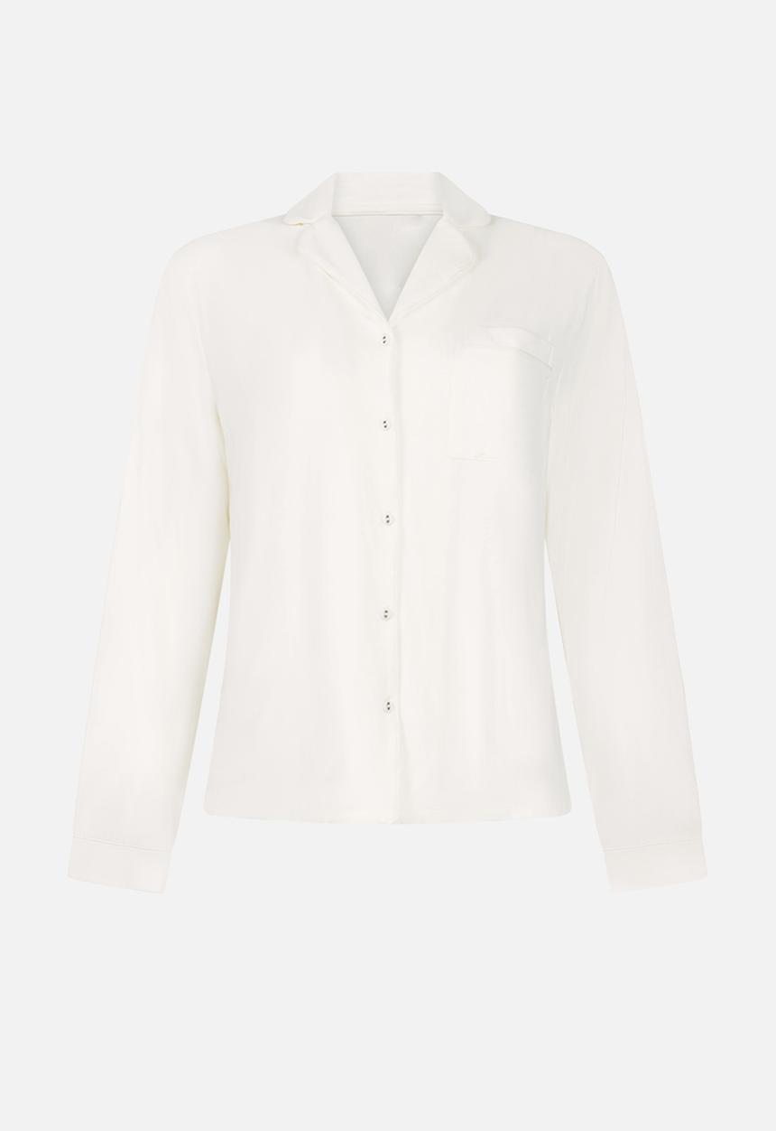 Hunkemoller - Jacket long sleeve jersey essential - whisper white