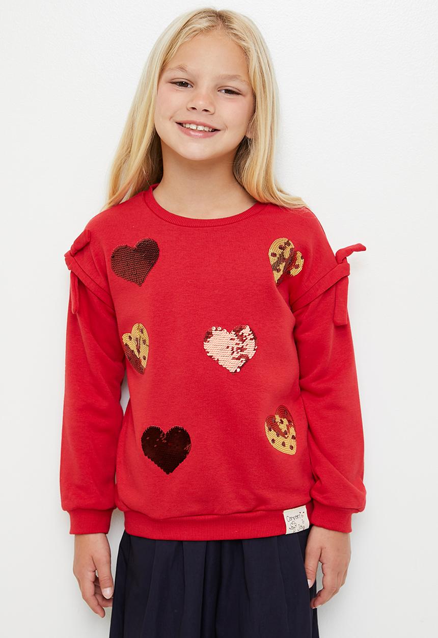 Pop Candy - Glitter sequinned sweatshirt - red/hearts