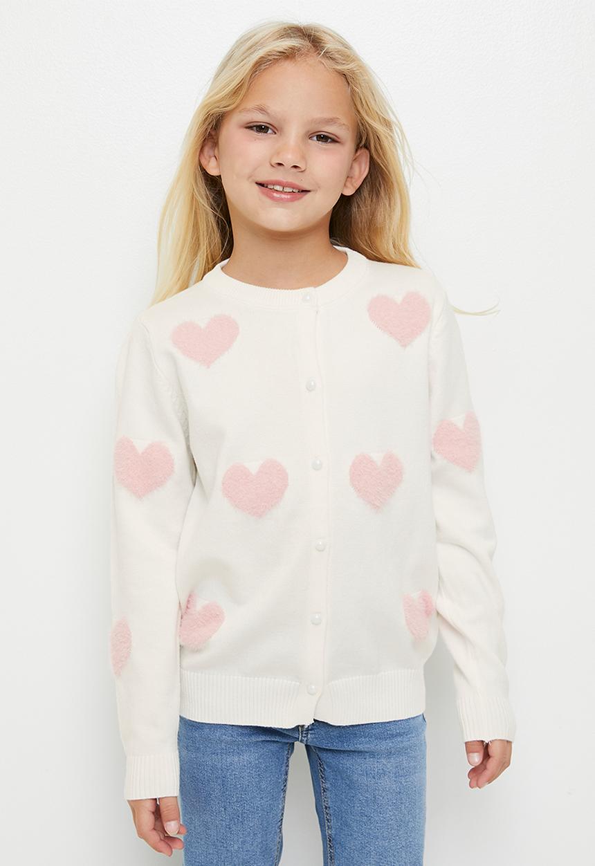 Pop Candy - Button down cardigan - white/pink hearts