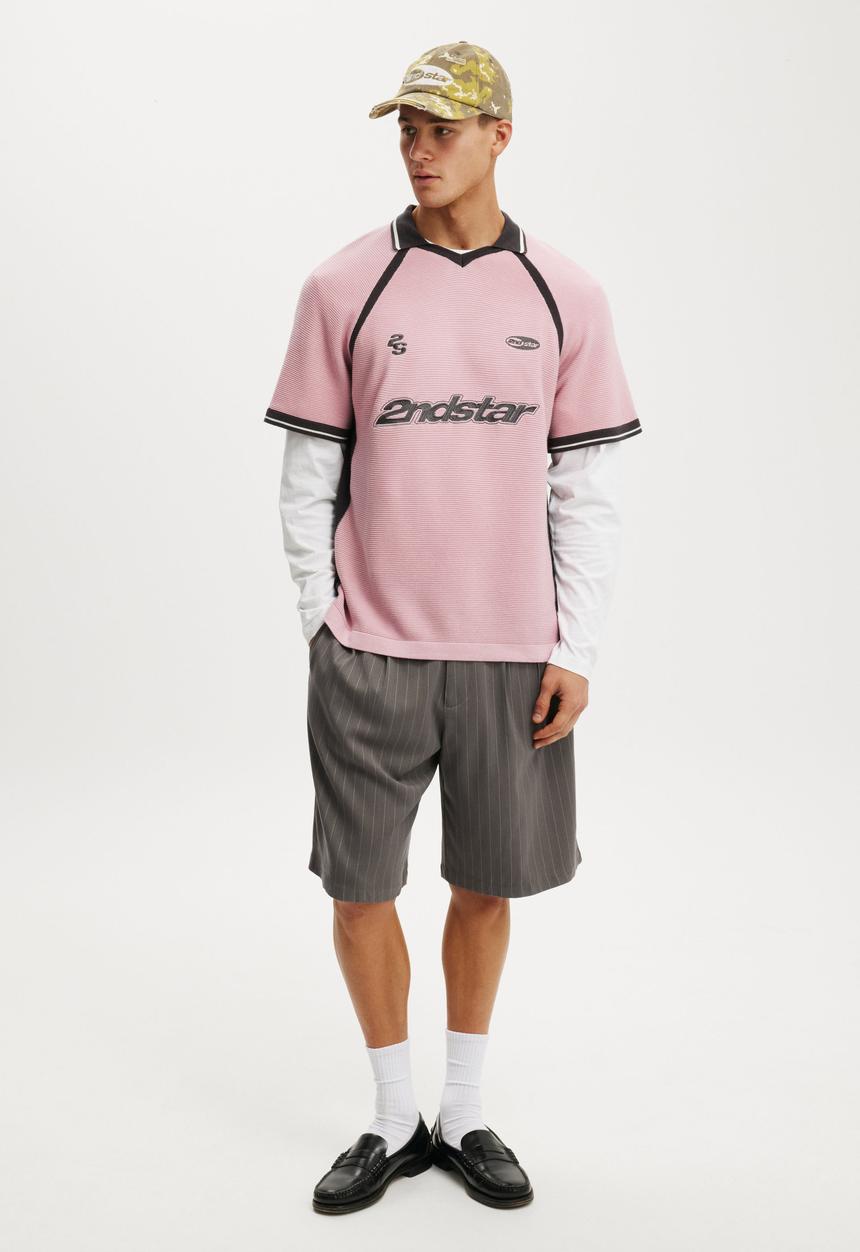 Cotton On - Knitted Sports Polo - Pink