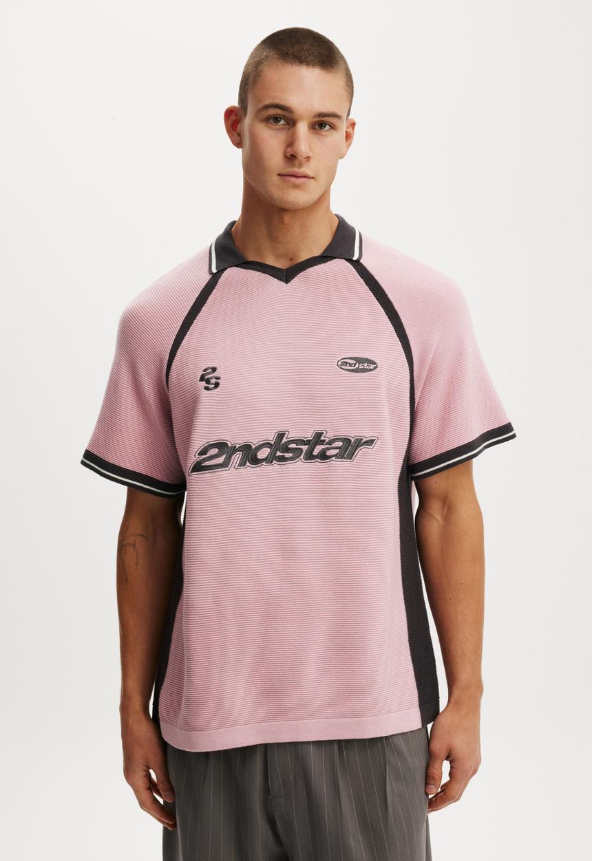 Cotton On - Knitted Sports Polo - Pink
