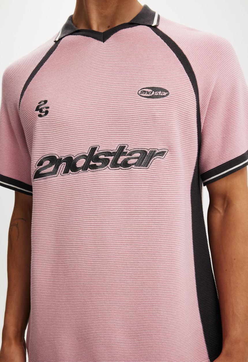 Cotton On - Knitted Sports Polo - Pink
