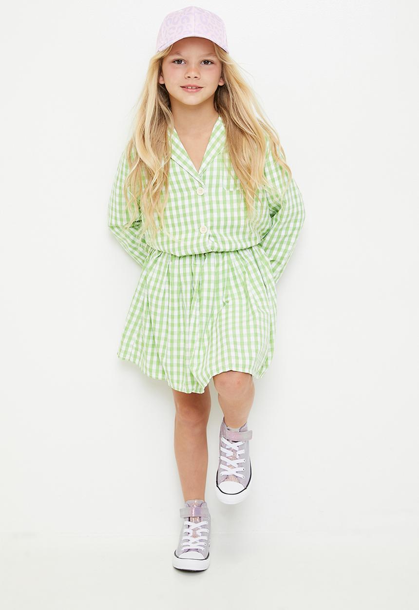 Pop Candy - Gingham shirt & skirt set - green