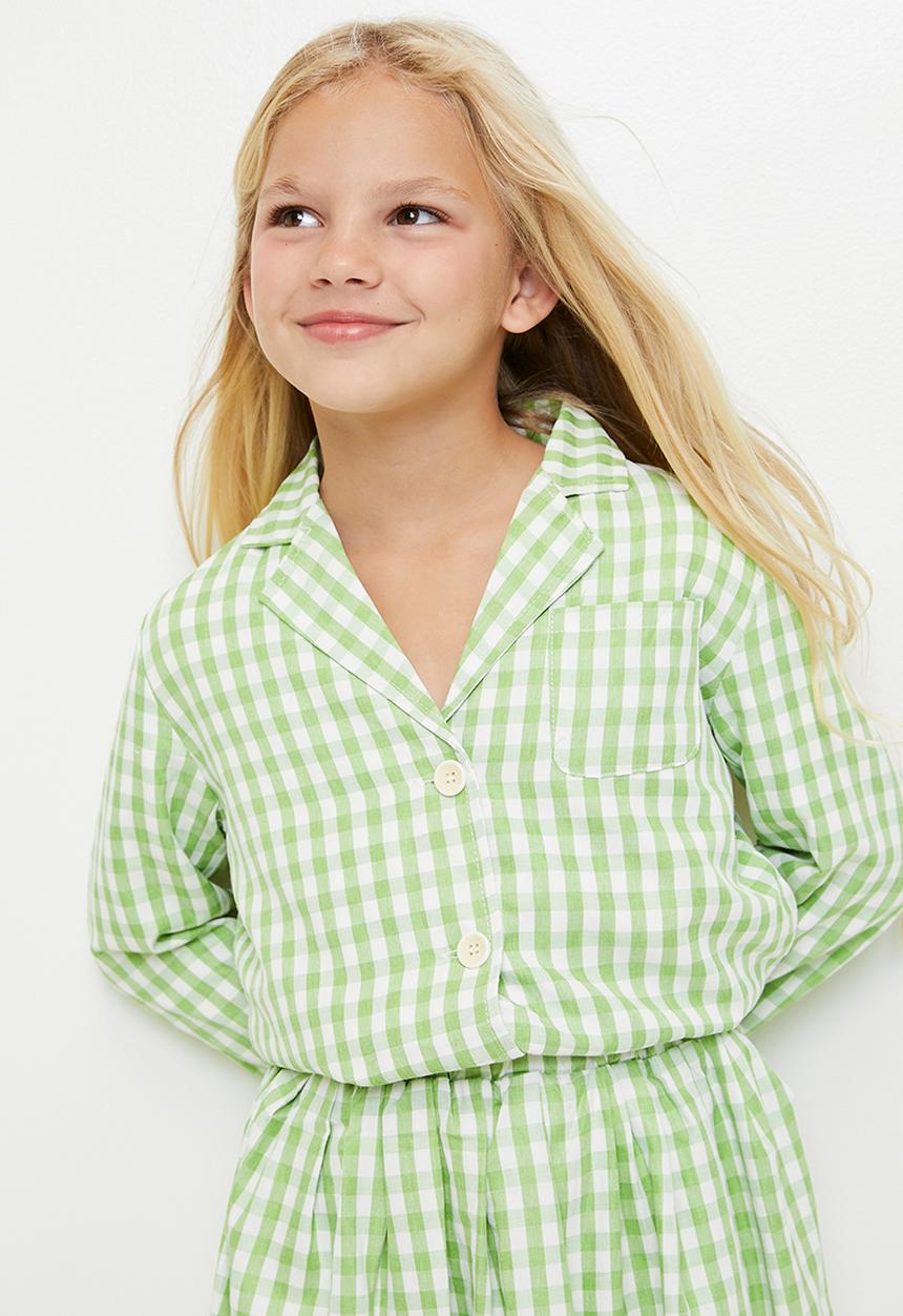 Pop Candy - Gingham shirt & skirt set - green