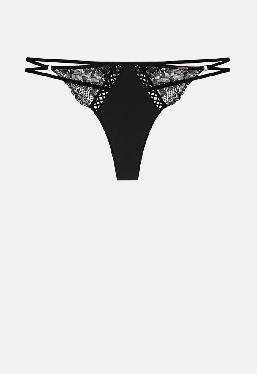 DORINA - Plus lyra-satin string - black