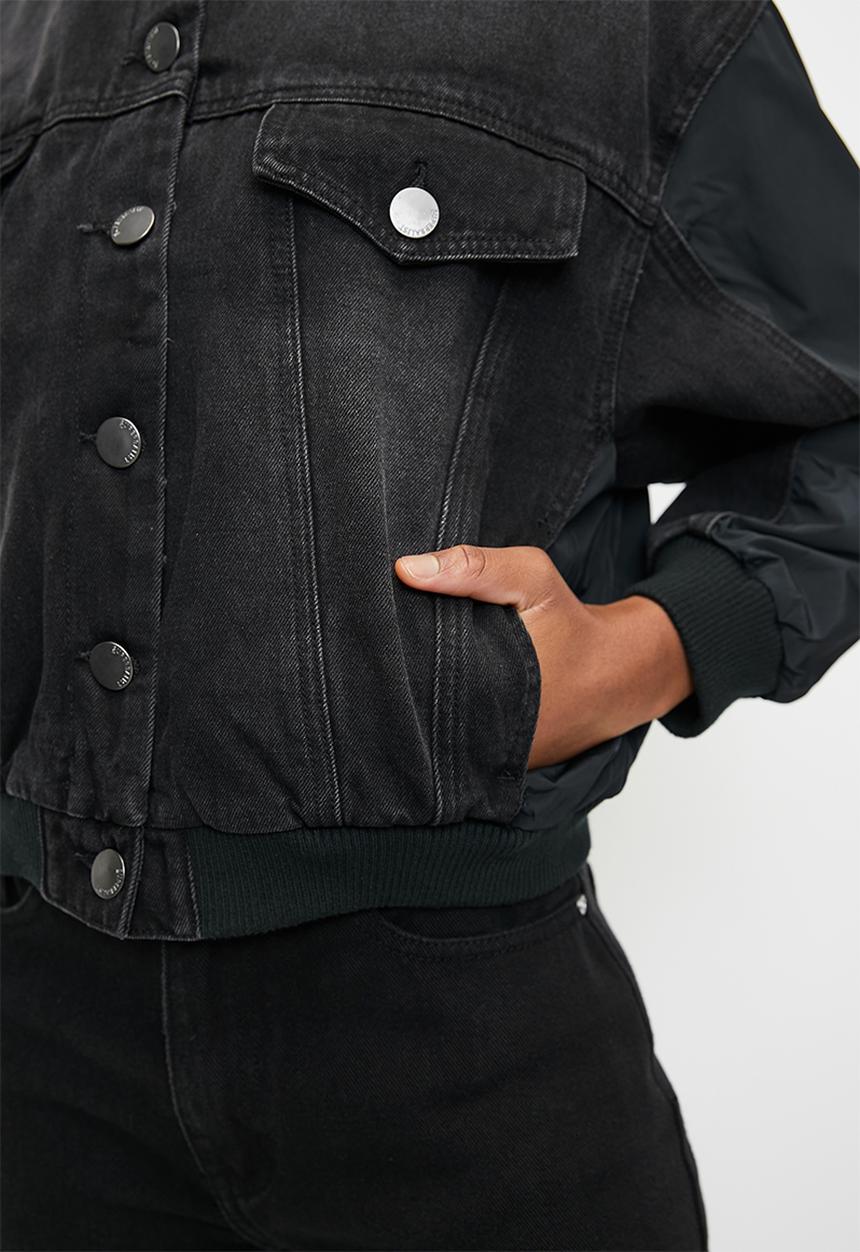 Superbalist - Denim nylon bomber - black