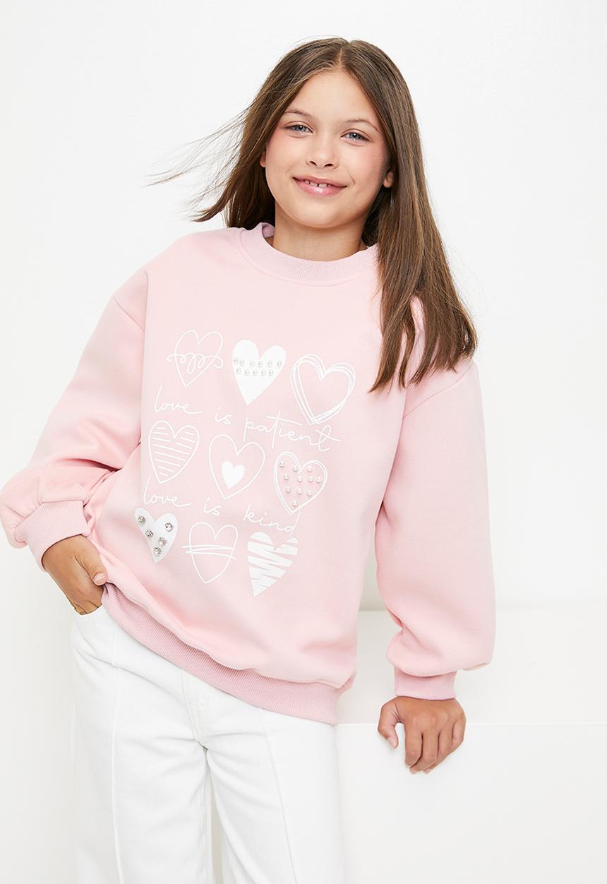 Pop Candy - Heart print sweat top - pink