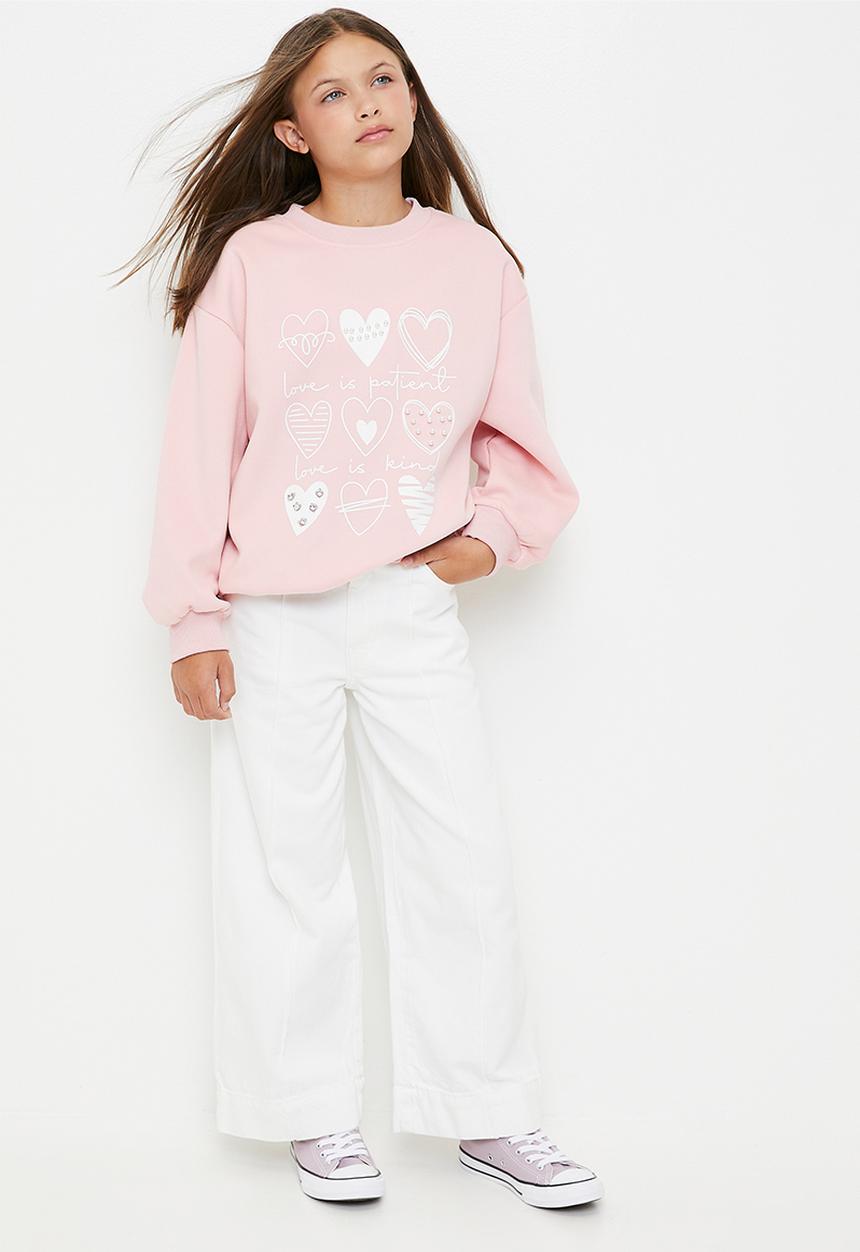 Pop Candy - Heart print sweat top - pink