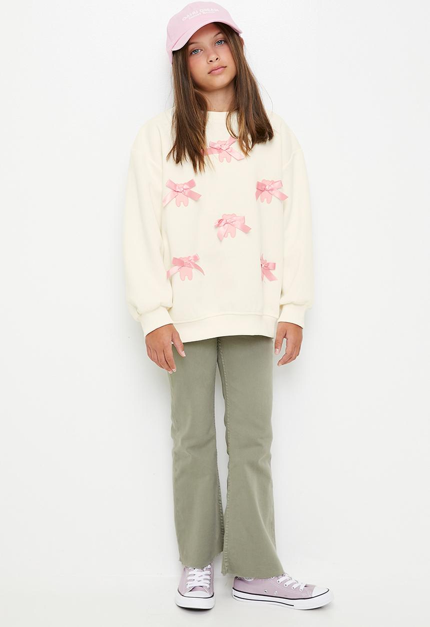 Pop Candy - Bow décor sweat top - cream/pink