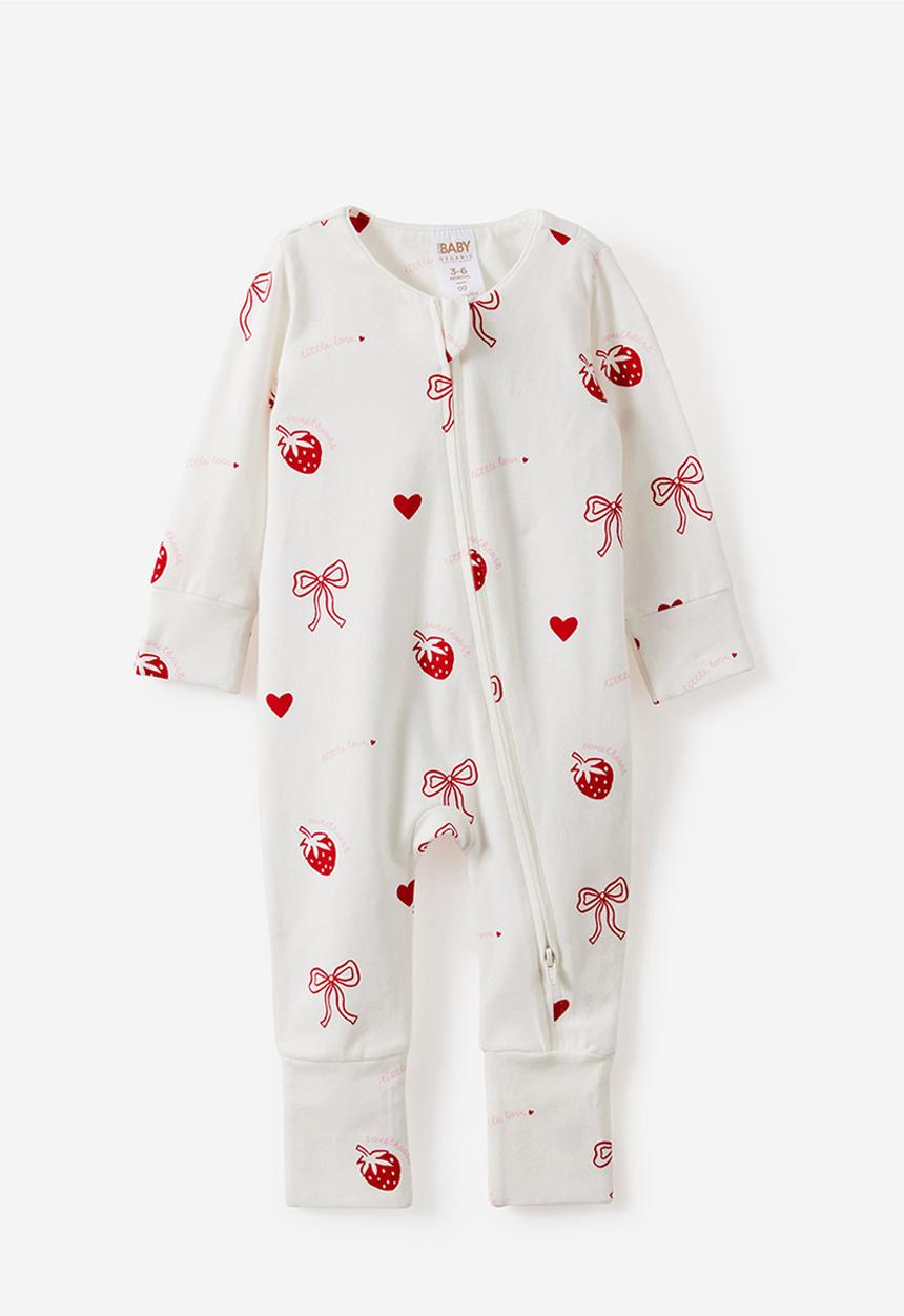 Cotton On - The Long Sleeve Zip Romper -  Vanilla/Sweet Heart