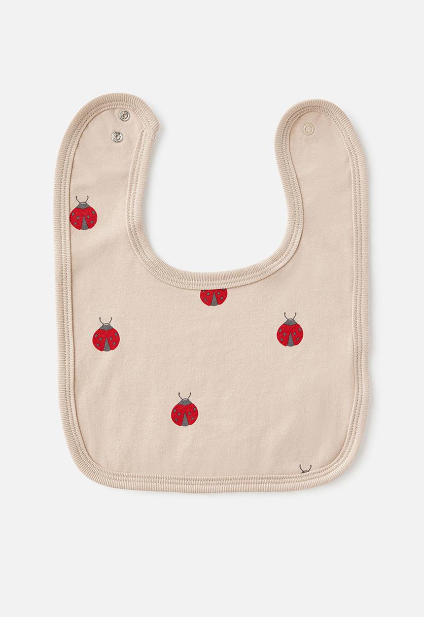 Cotton On - The Baby Bib - Latte Cream/Lady Bug