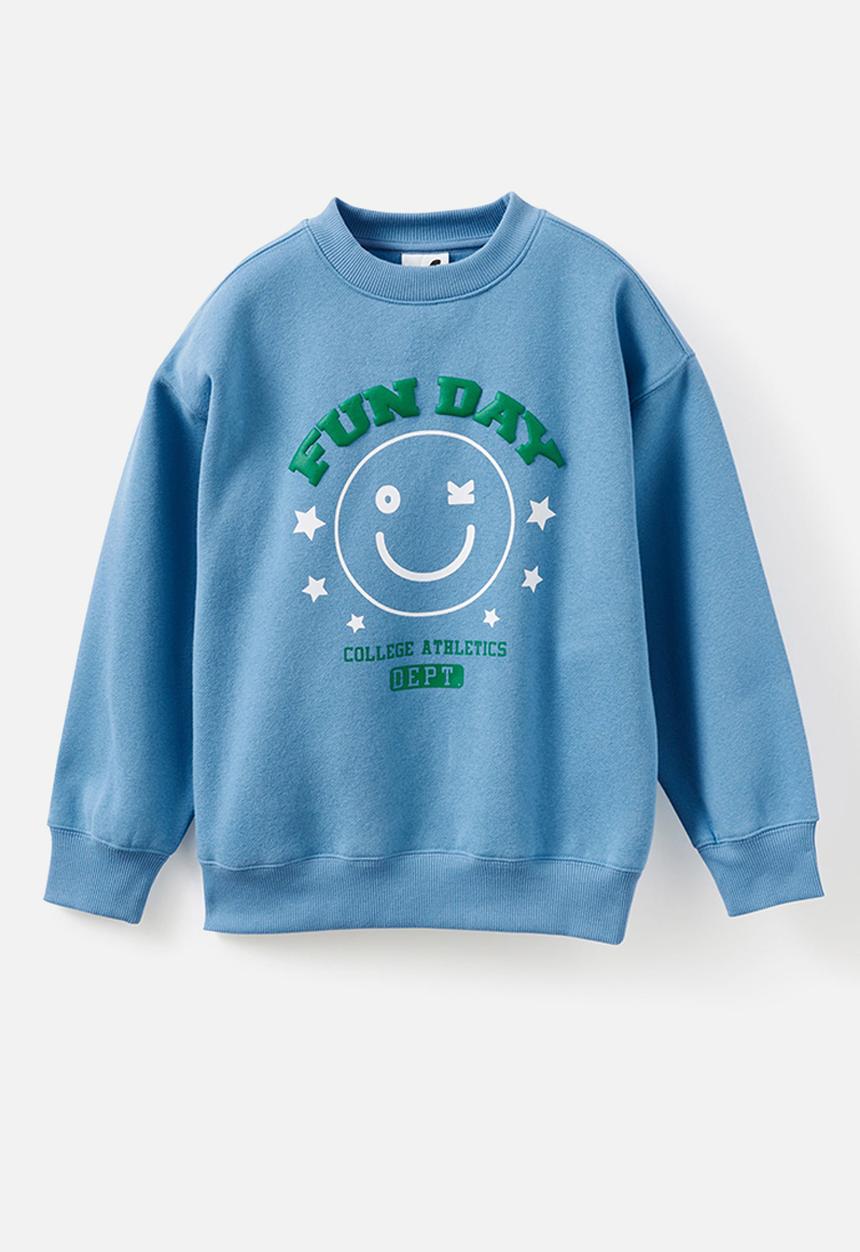 Cotton On - Sammy Oversize Crew - Blue Hue/Good Times Division 01