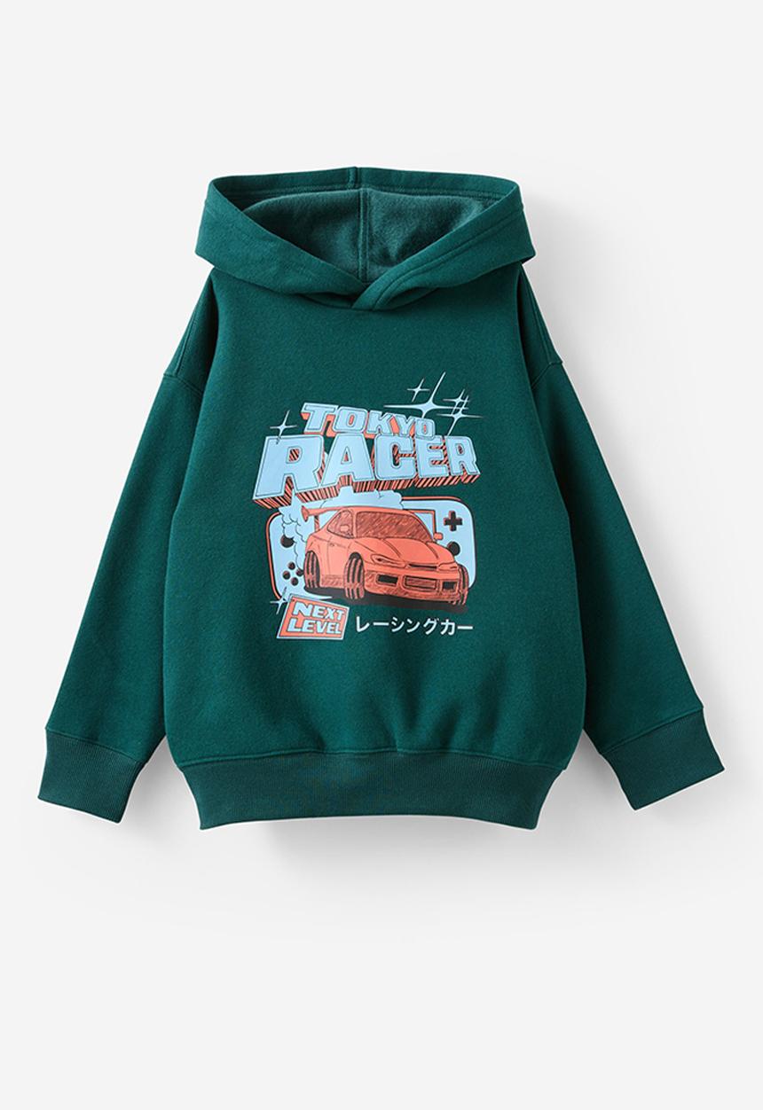 Cotton On - Sammy Oversize Hoodie - Storm Green/Tokyo Racer