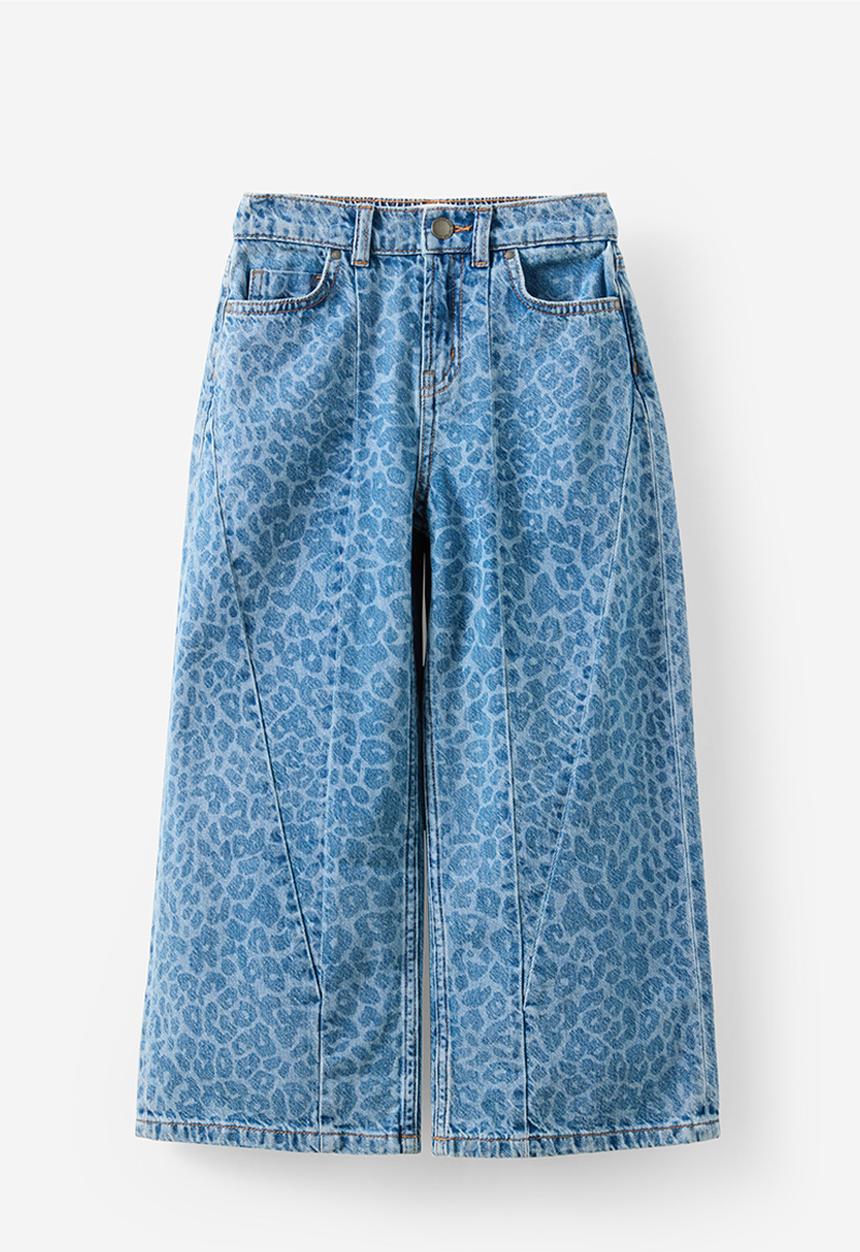 Cotton On - Super Wide Leg Denim Jean - Blue Haven Mid Blue/Leopard