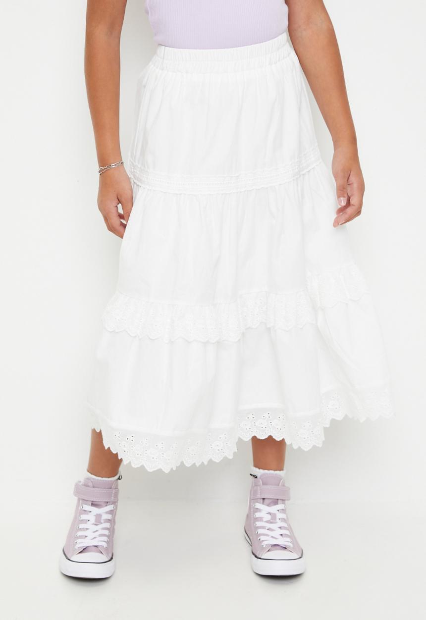 Pop Candy - Broderie tiered maxi skirt - white